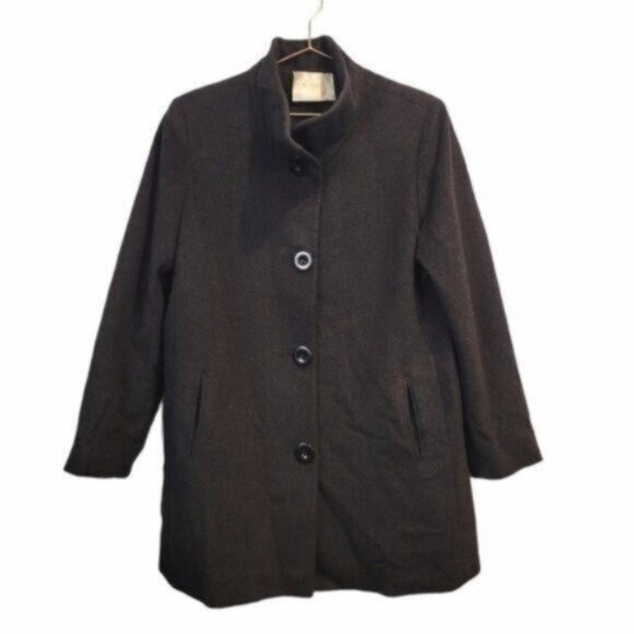 Fleurette | Cashmere Wool Blend Overcoat Peacoat Jacket Dark Gray - Picture 1 of 8
